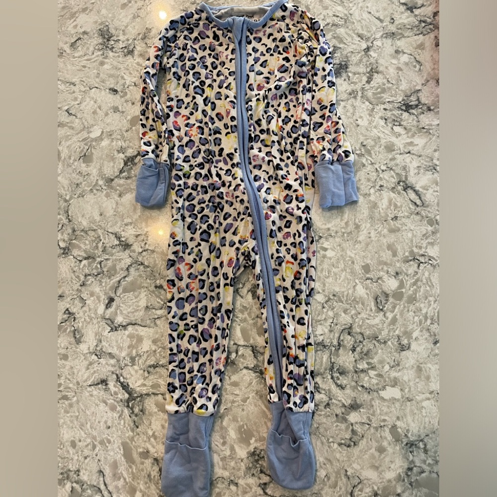 Little Sleepies 3-6 month leopard print zippy.